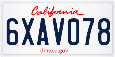 CA license plate 6XAV078