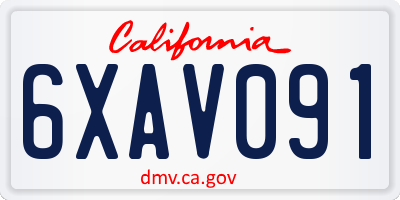 CA license plate 6XAV091