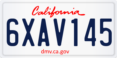 CA license plate 6XAV145