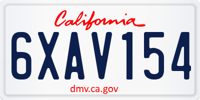 CA license plate 6XAV154