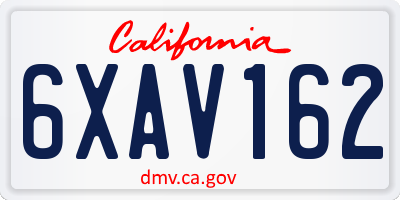 CA license plate 6XAV162