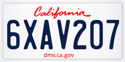 CA license plate 6XAV207