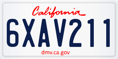 CA license plate 6XAV211