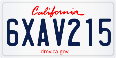 CA license plate 6XAV215