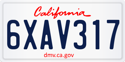 CA license plate 6XAV317