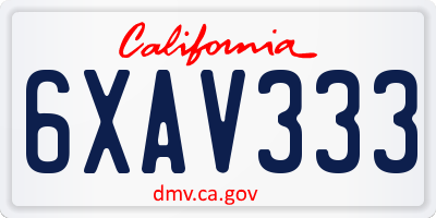 CA license plate 6XAV333