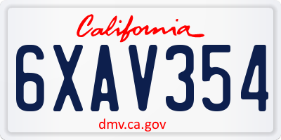 CA license plate 6XAV354