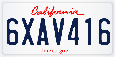 CA license plate 6XAV416