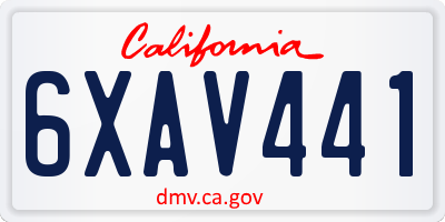 CA license plate 6XAV441