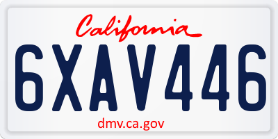 CA license plate 6XAV446