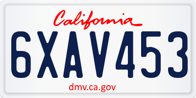 CA license plate 6XAV453