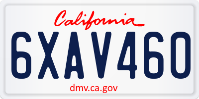 CA license plate 6XAV460