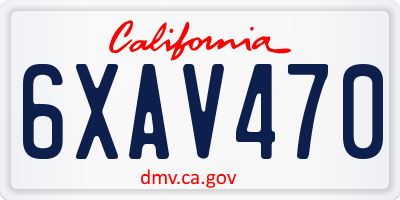 CA license plate 6XAV470
