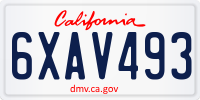 CA license plate 6XAV493