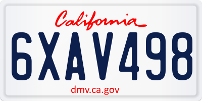 CA license plate 6XAV498