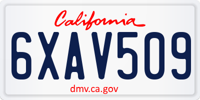CA license plate 6XAV509