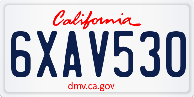 CA license plate 6XAV530