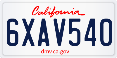 CA license plate 6XAV540