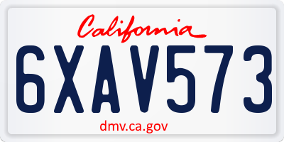 CA license plate 6XAV573