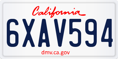 CA license plate 6XAV594