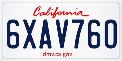 CA license plate 6XAV760