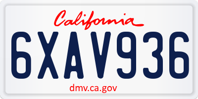 CA license plate 6XAV936