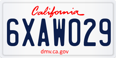 CA license plate 6XAW029