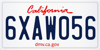 CA license plate 6XAW056