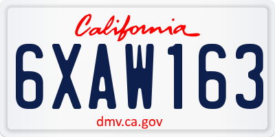 CA license plate 6XAW163