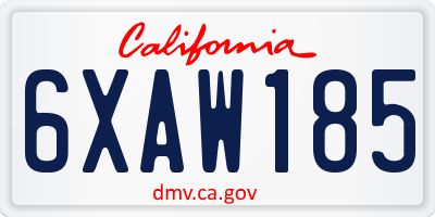 CA license plate 6XAW185