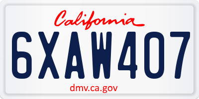 CA license plate 6XAW407