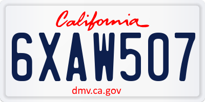 CA license plate 6XAW507