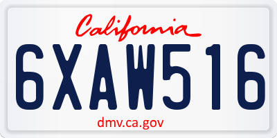 CA license plate 6XAW516