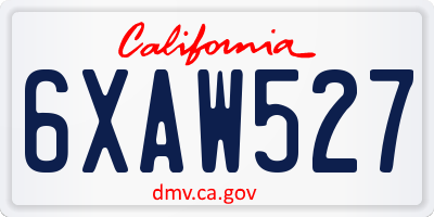 CA license plate 6XAW527