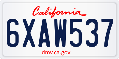 CA license plate 6XAW537