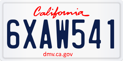 CA license plate 6XAW541