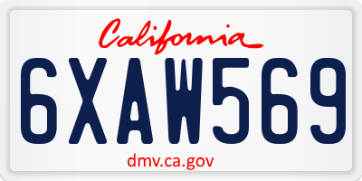 CA license plate 6XAW569