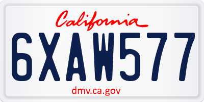 CA license plate 6XAW577