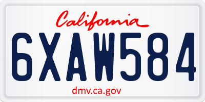 CA license plate 6XAW584