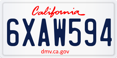 CA license plate 6XAW594