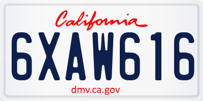 CA license plate 6XAW616