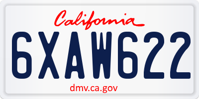 CA license plate 6XAW622