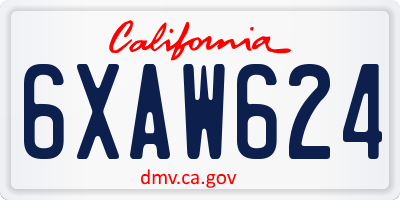 CA license plate 6XAW624