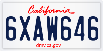 CA license plate 6XAW646