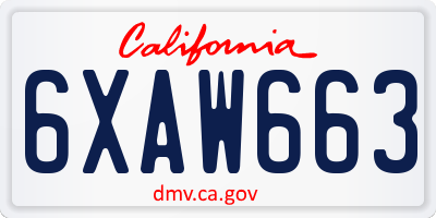 CA license plate 6XAW663