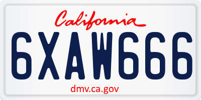 CA license plate 6XAW666