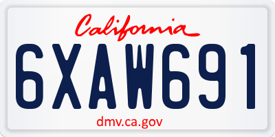 CA license plate 6XAW691