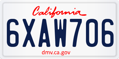 CA license plate 6XAW706