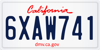 CA license plate 6XAW741
