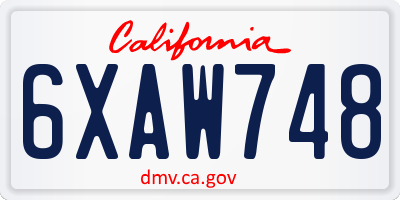 CA license plate 6XAW748